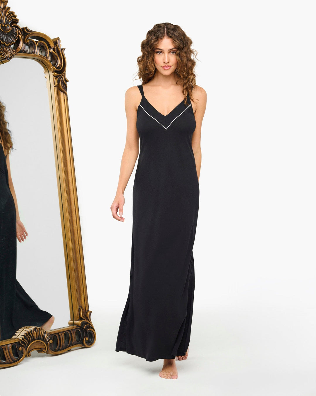 Cosabella Nightgowns Black/Moon Ivory / XS Cosabella Pima Lusso Maxi Sleep Gown