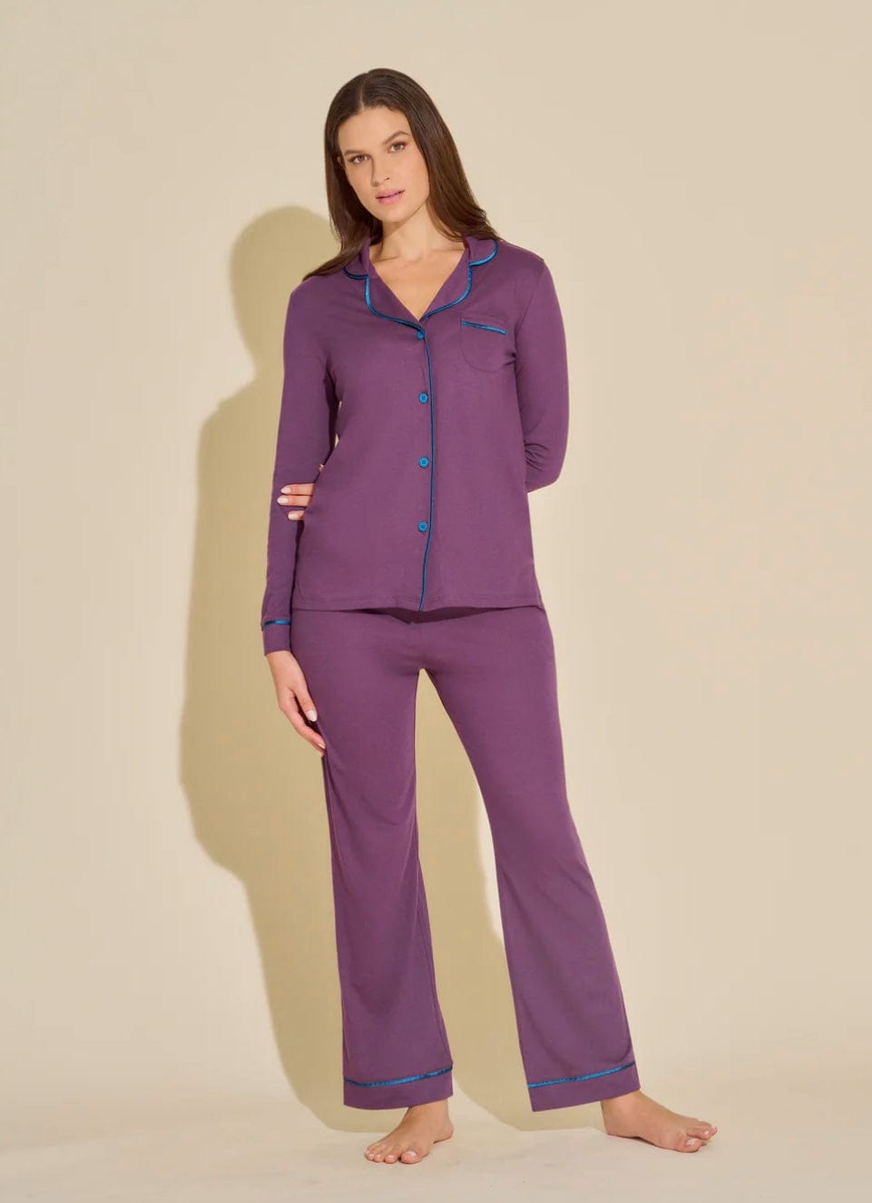 Cosabella Pajamas Grappa/Mirtillo / S Cosabella Bella Long Sleeve Top and Pant Pajama Set Grappa/Mirtillo