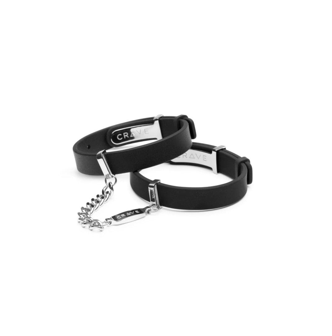 Crave hand cuffs Black Silicone & Silver Crave ID Cuffs