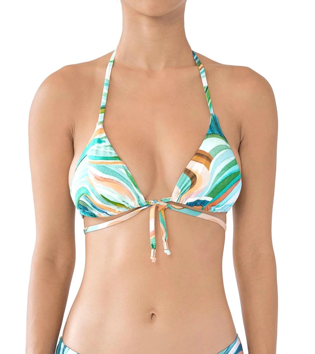 Huit Swimwear Green Print / S Huit Summer Days Triangle Bikini Top