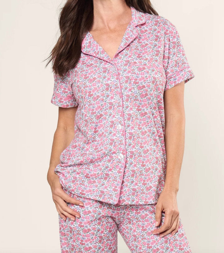 Petite Plume Pajamas Petite Plume Fleurs de Rose Pima Crop Set