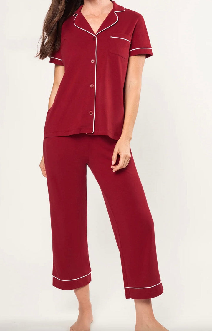 Petite Plume Pajamas Petite Plume Pima Crop Pajama Set Bordeaux