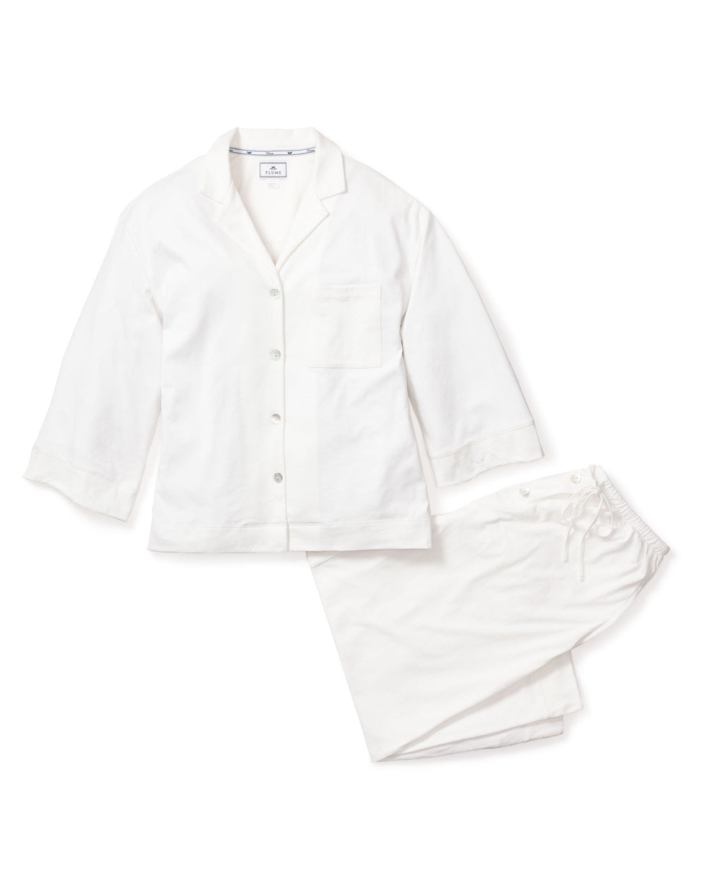 Petite Plume Pajamas White / XS Petite Plume Olivia Wide Leg Pima Pajama Set- White