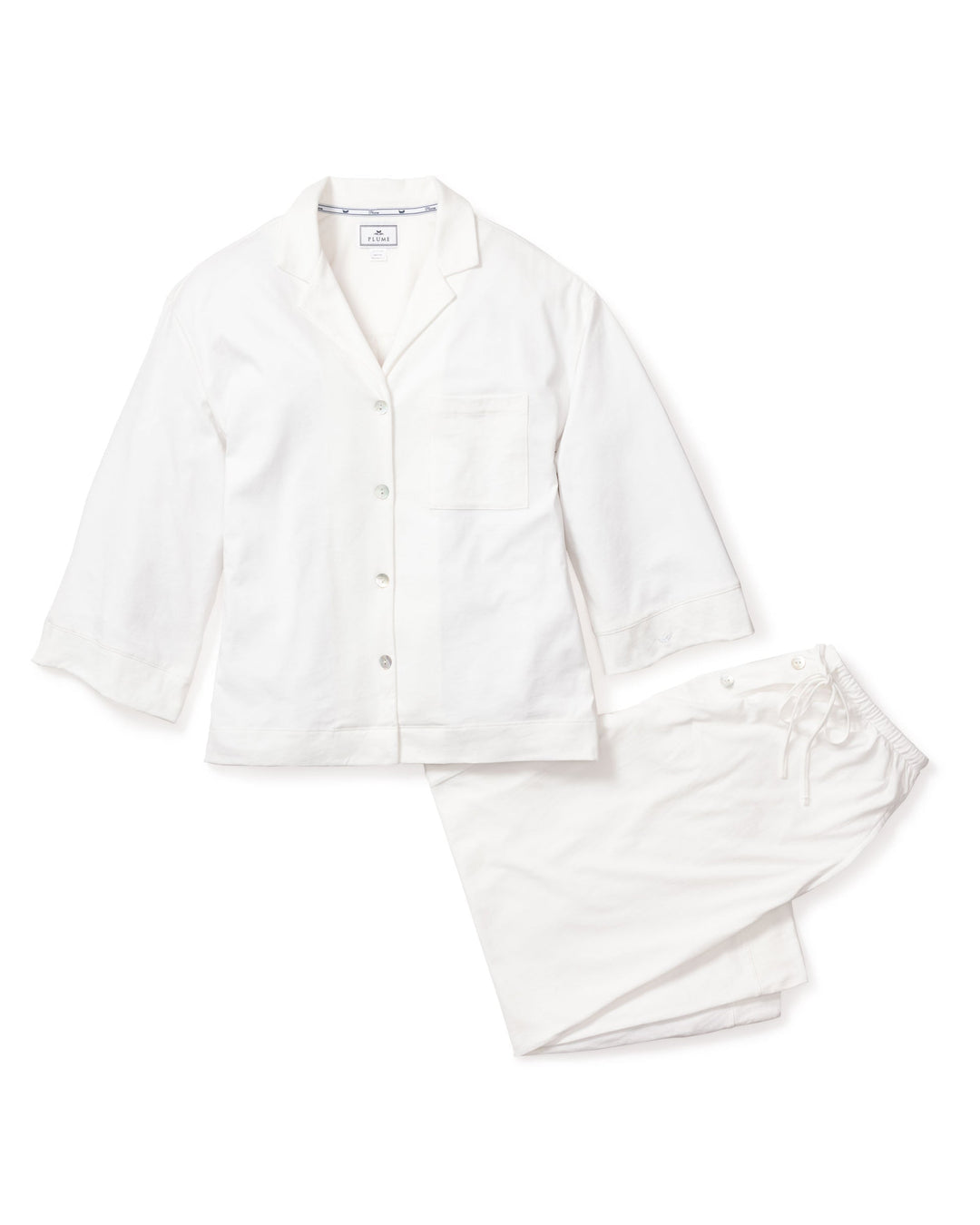 Petite Plume Pajamas White / XS Petite Plume Olivia Wide Leg Pima Pajama Set- White