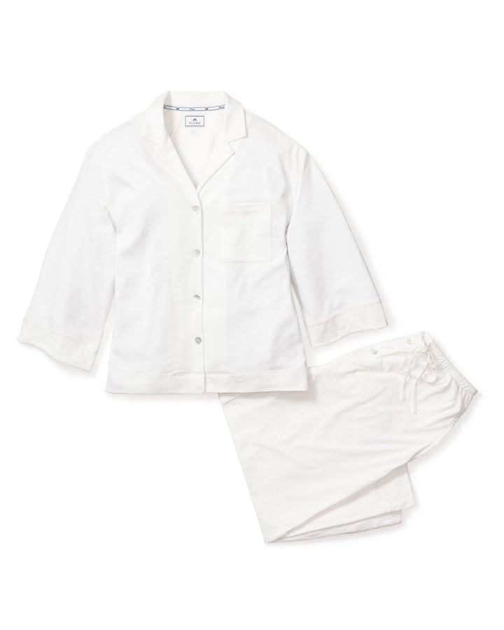 Petite Plume Pajamas White / XS Petite Plume Olivia Wide Leg Pima Pajama Set- White