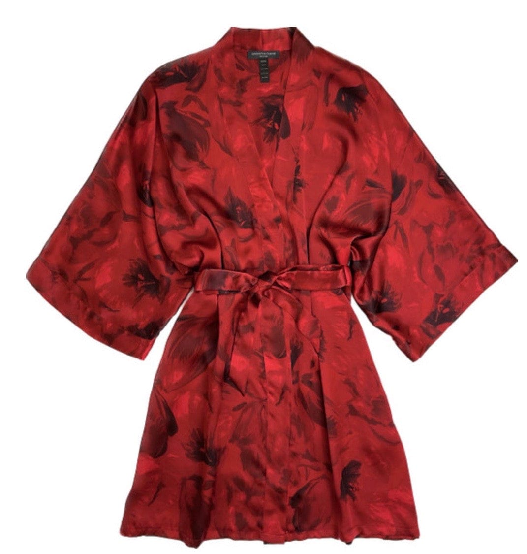 Samantha Chang robe Scarlet Shadow / One Size Samantha Chang Classic Silk Short Kimono Scarlet Shadow