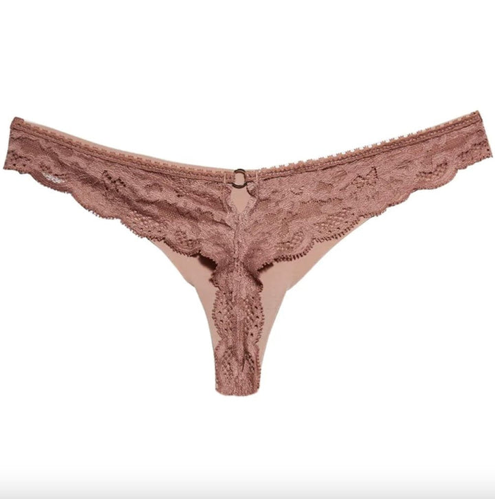 Fleur du Mal thongs Tan / S/M Fleur du Mal Charlotte Lace Seamless Thong