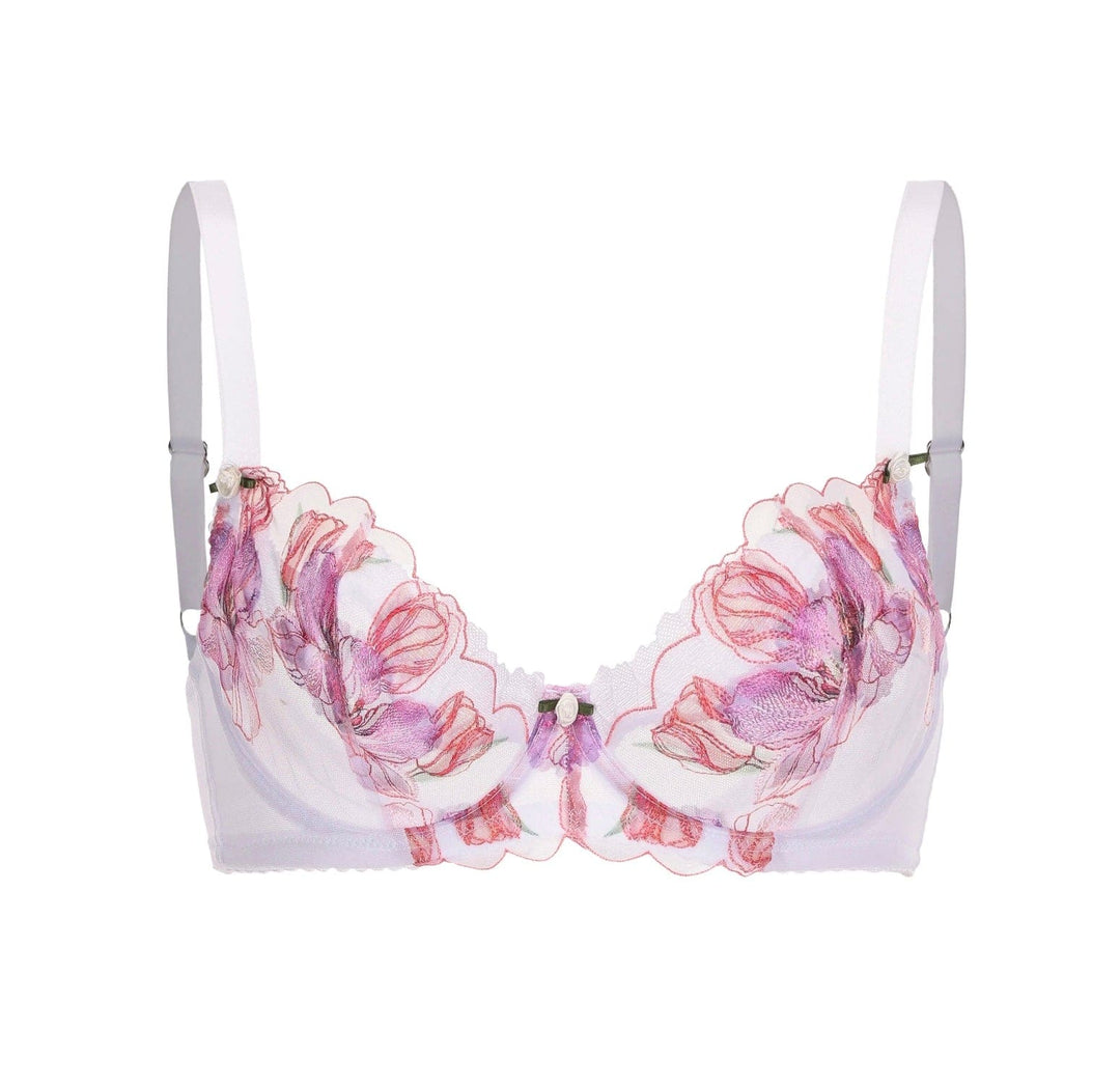 Amour Caché underwire bra 32DD Amour Caché Stephanie Dual Layer Orchid Embroidery Plunge Bra