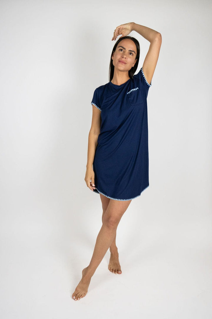 Aspen Dream Nightgowns Sailor Blue / XS Aspen Dream Cute Stitching Sleepshirt