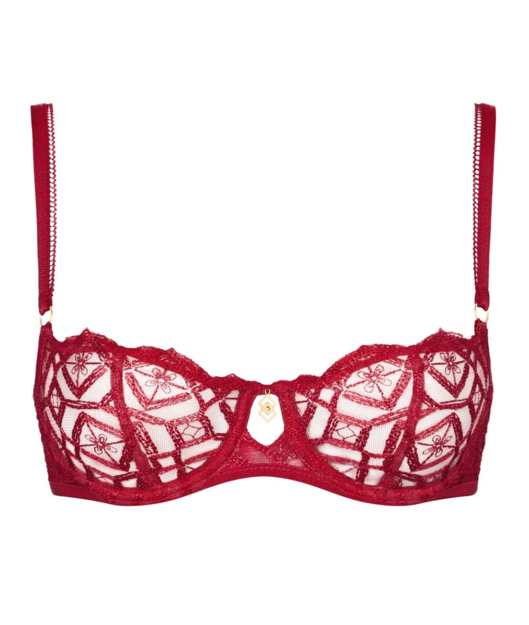 Aubade underwire bra Red Berry / 32D Aubade Sense of Illusion Half Cup Bra Red Berry