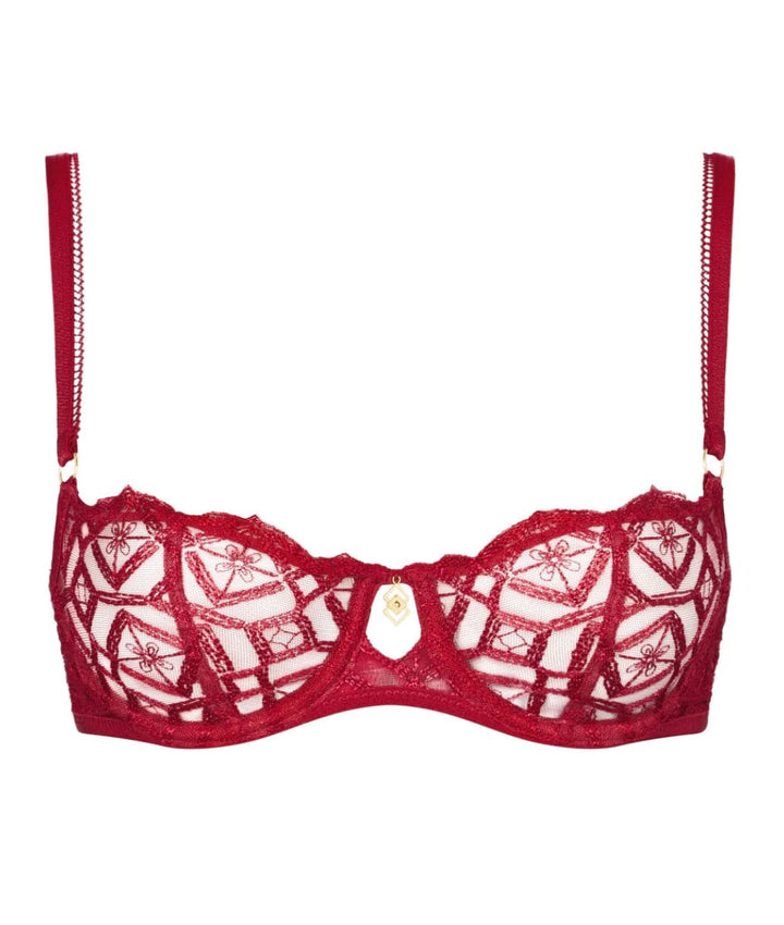 Aubade underwire bra Red Berry / 32D Aubade Sense of Illusion Half Cup Bra Red Berry