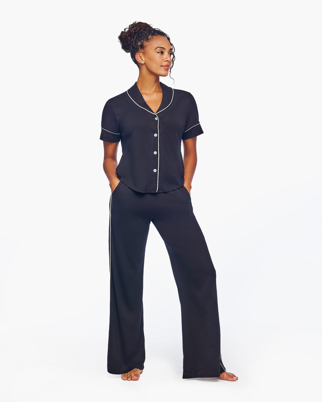 Cosabella Pajama set Black/Moon Ivory / S Cosabella Bella Lusso Short Sleeve and Pant Pajama Set