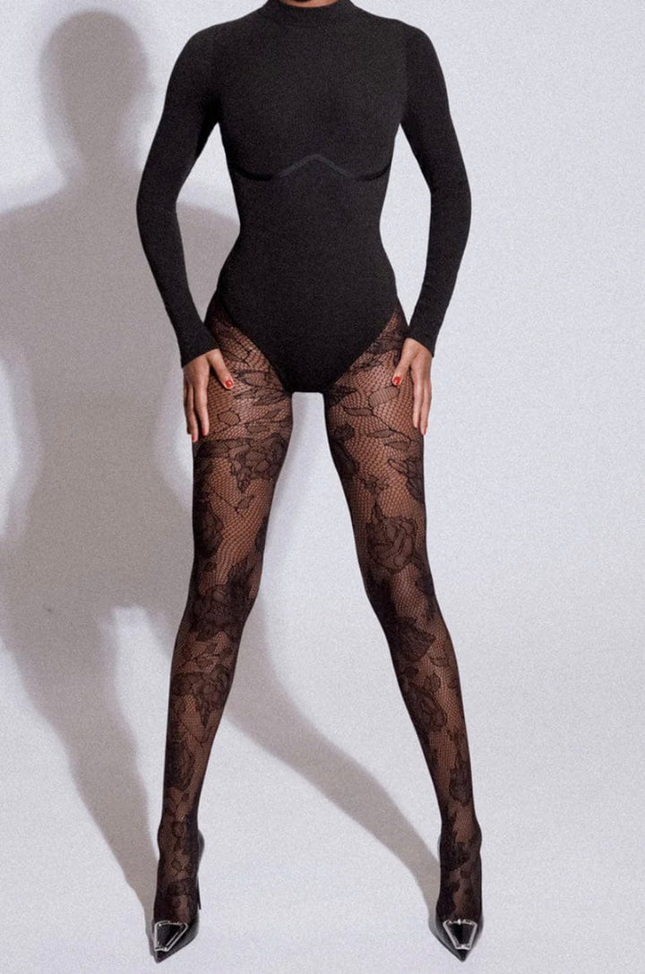 Fleur du Mal bodysuit Fleur du Mal Hourglass Rib Mockneck Long Sleeve Bodysuit