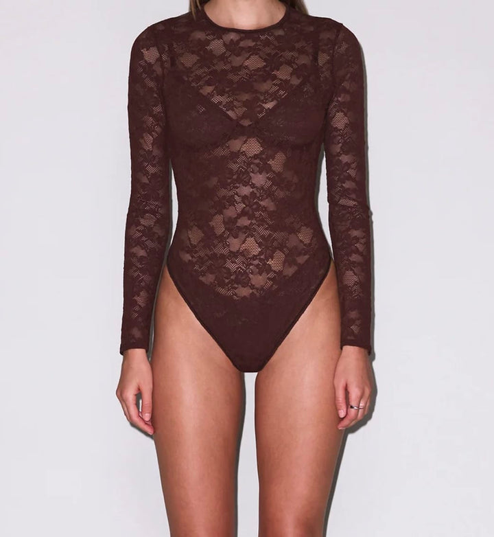 Fleur du Mal Le Stretch Lace Long Sleeve Bodysuit - Art of Intimates
