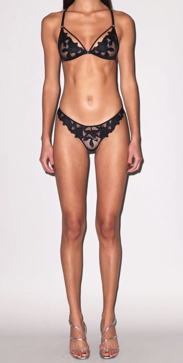 Fleur du Mal bralette Fleur du Mal Lily Embroidery Racer Triangle Bra