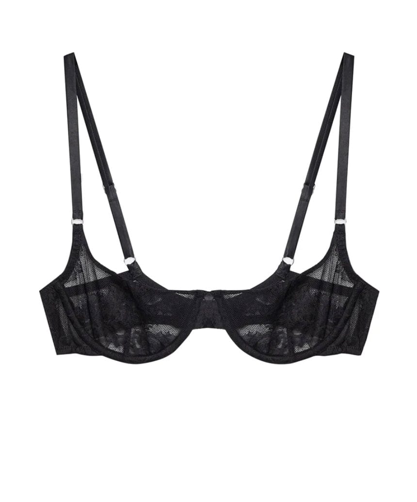 Fleur du Mal Bras Black / 36B Fleur du Mal Bouquet Lace Scooped Balconette Bra