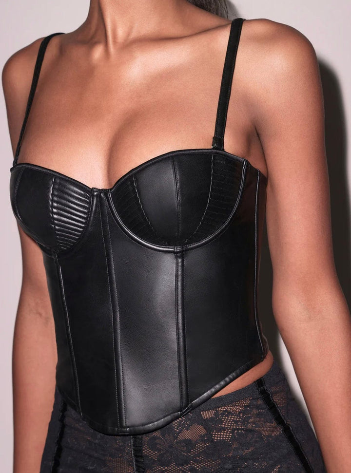 Fleur du Mal Bustier Black / S Fleur du Mal Vegan Leather Buckle Bustier Top