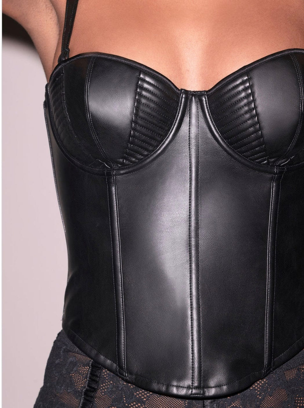 Fleur du Mal Bustier Fleur du Mal Vegan Leather Buckle Bustier Top