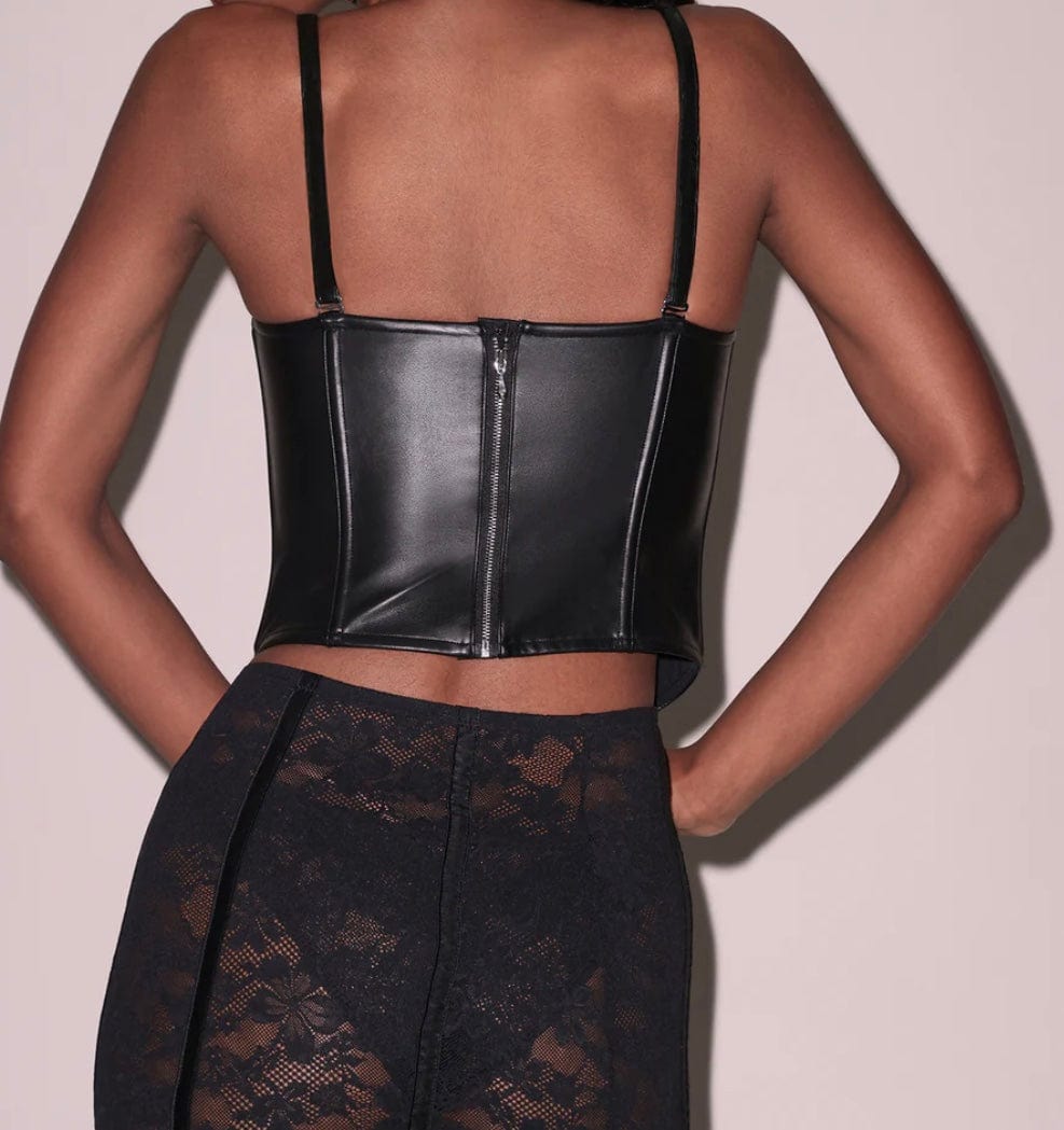 Fleur du Mal Bustier Fleur du Mal Vegan Leather Buckle Bustier Top