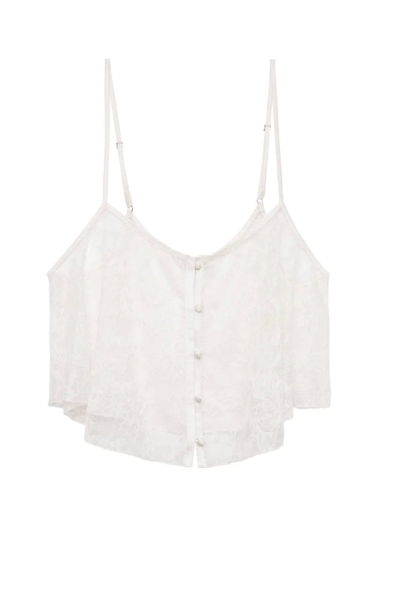 Fleur du Mal camisole Ivory / S Fleur du Mal Jasmine Lace Flutter Cami