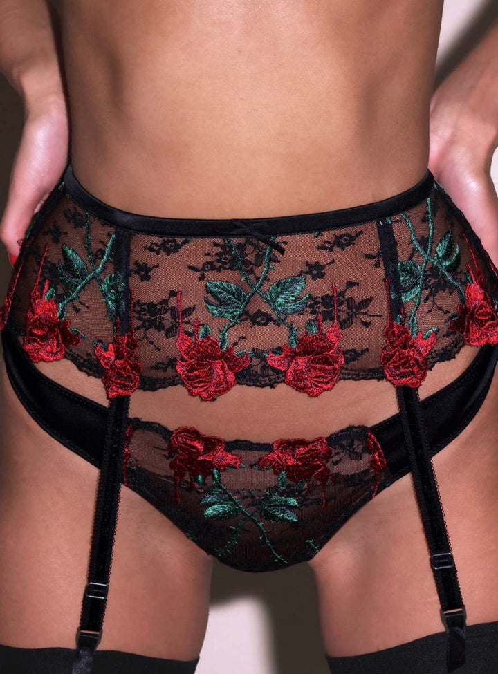 Fleur du Mal Garter Belts Black / M (3) Fleur du Mal Vampire Rose Embroidery Garter