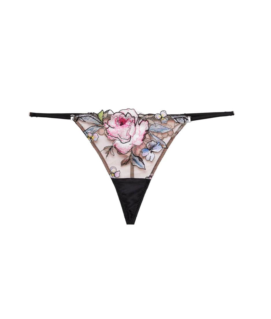 Fleur du Mal thong Black / S (2) Fleur du Mal Fidelia Embroidery V-String