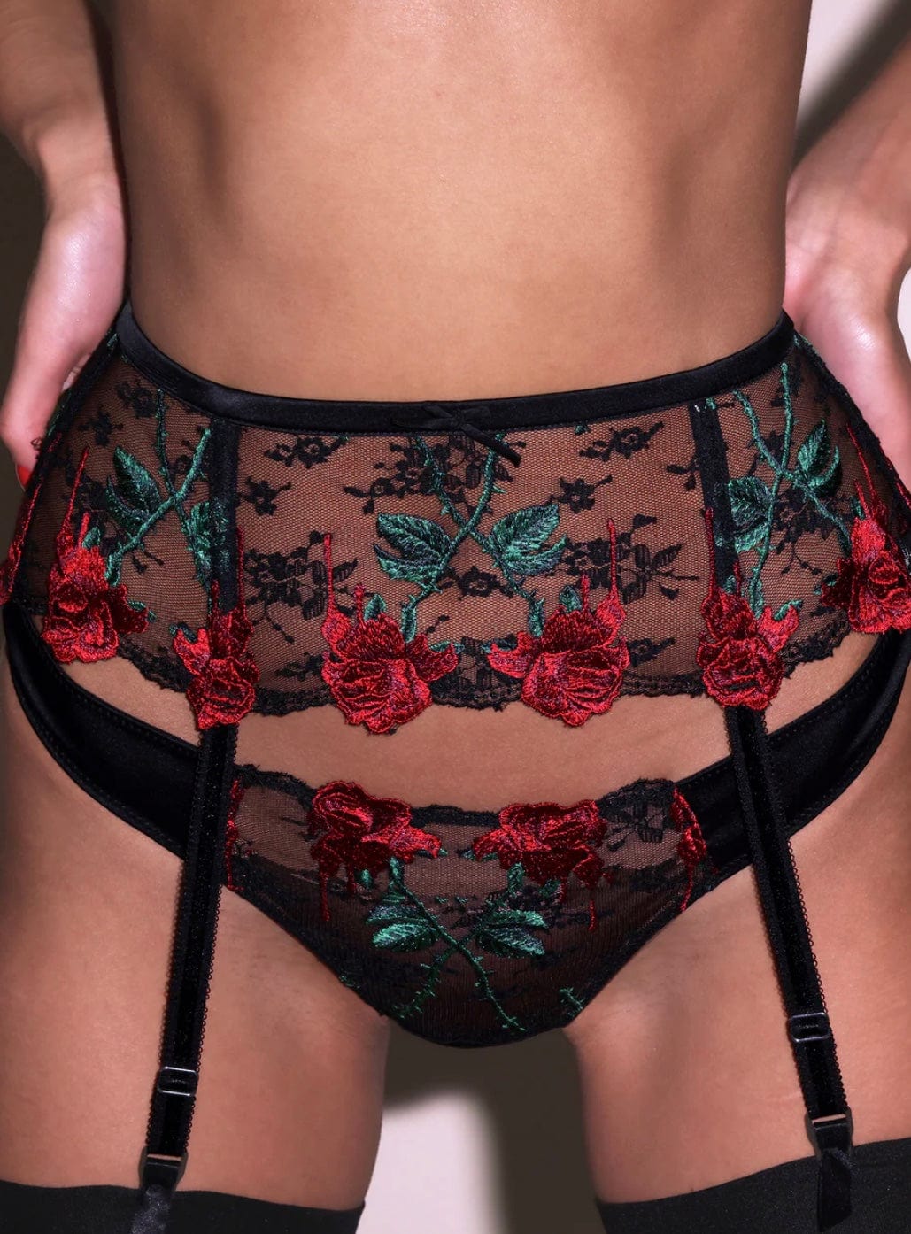 Fleur du Mal thong Fleur du Mal Vampire Rose Embroidery Thong