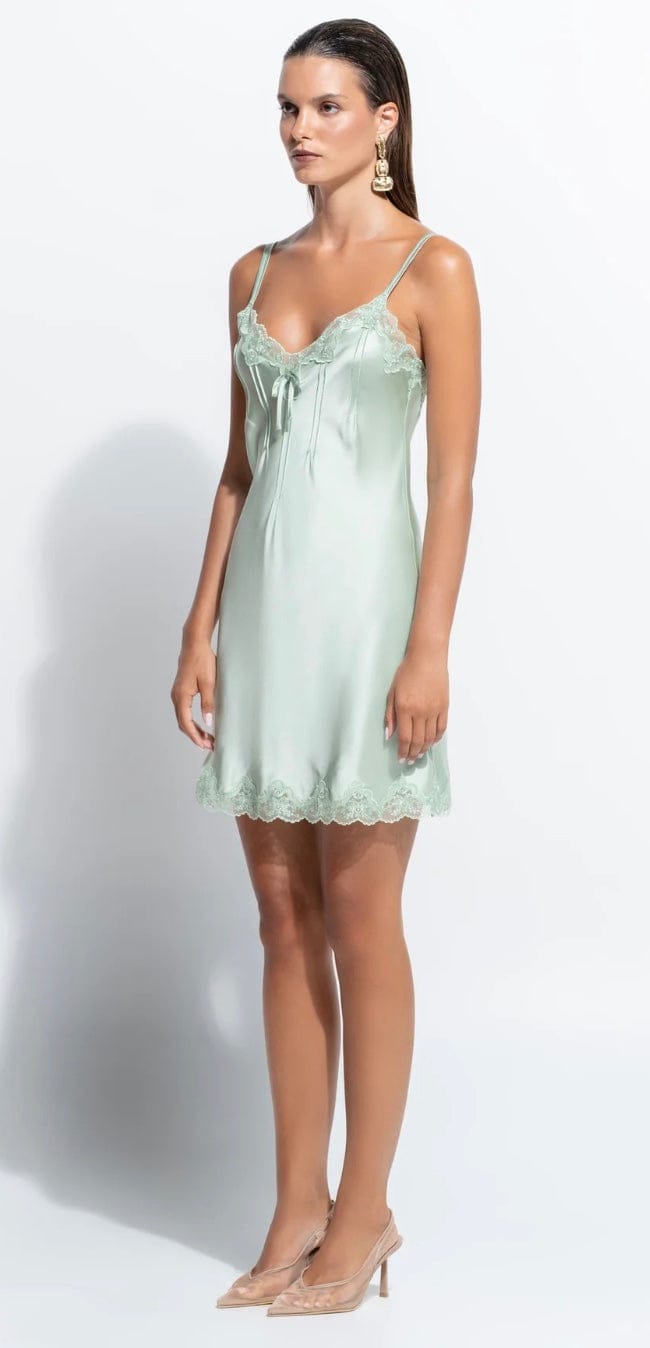 Ginia Chemise Ginia Silk Pintuck Chemise - Matcha