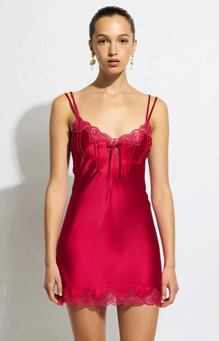 Ginia Chemise Ruby Red / S Ginia Silk Pintuck Chemise