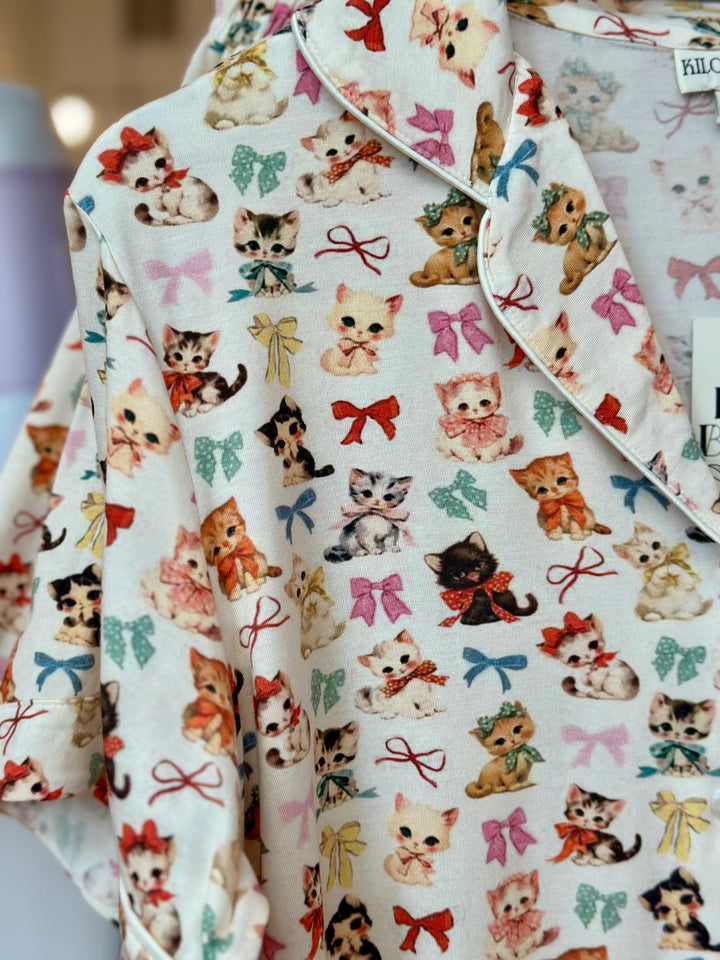 Kilo Brava Pajama set Kitten and Bows / S Kilo Brava Modal Collection- Kittens and Bows Short Pajama Set