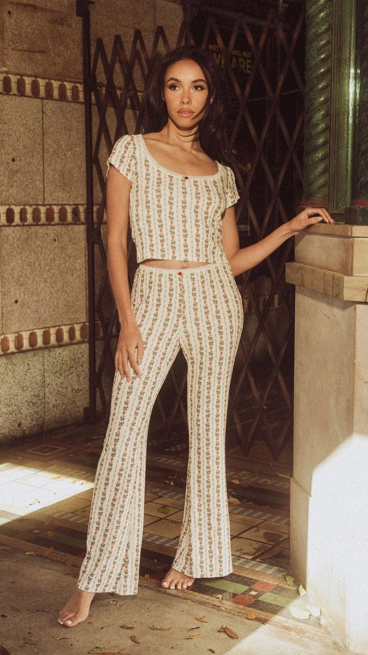 Kilo Brava pajama top Heirloom Rose / S Kilo Brava Modal Rib Collection- Heirloom Rose Cap Sleeve Top