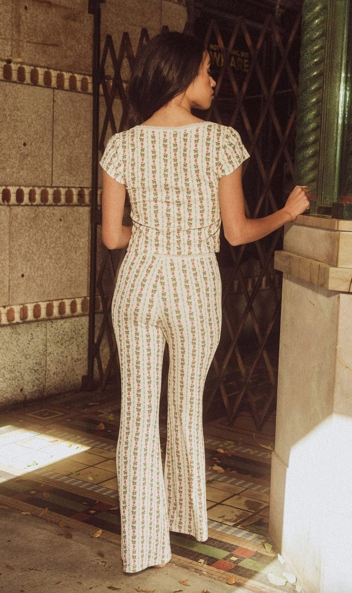 Kilo Brava pajama top Kilo Brava Modal Rib Collection- Heirloom Rose Cap Sleeve Top