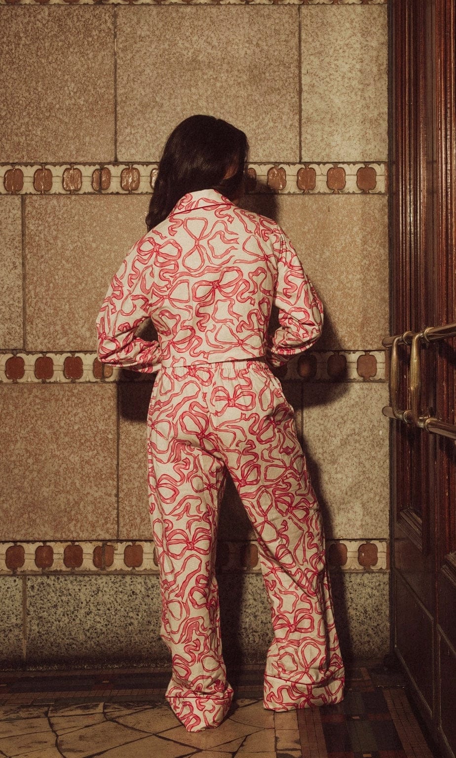 Kilo Brava Pajamas KIlo Brava Flannel Collection- Dancing Bows Crop Top Long Pajama Set