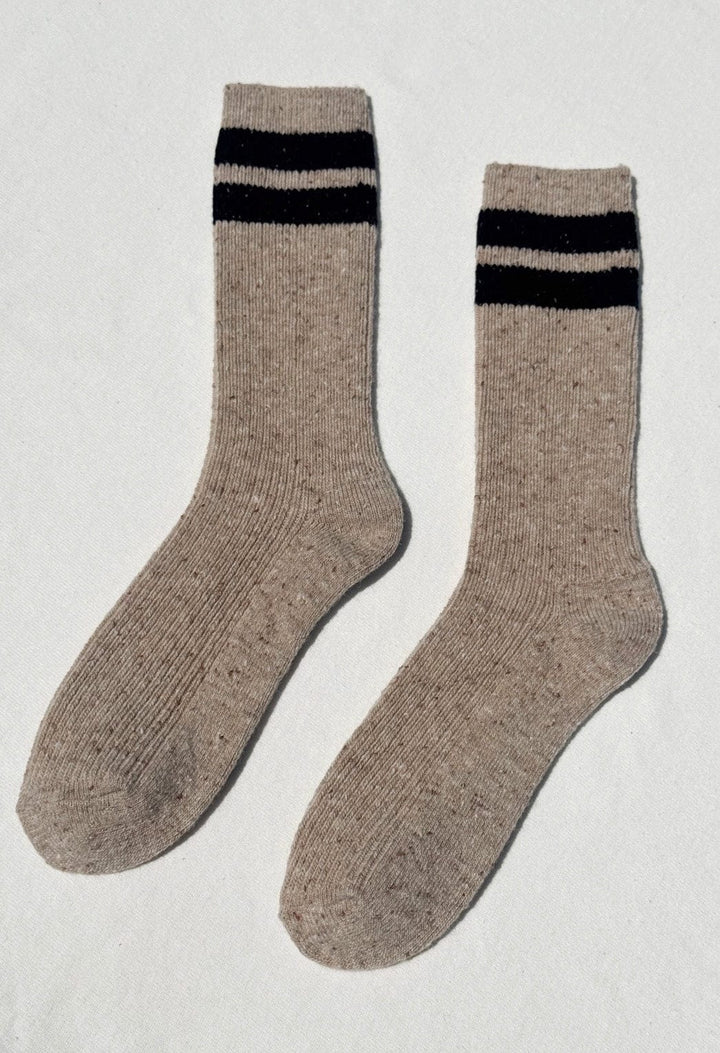 Le Bon Shoppe Socks Beige/Black / One Size (Women's US Size 6-10) Le Bon Shoppe Snow Varsity Socks