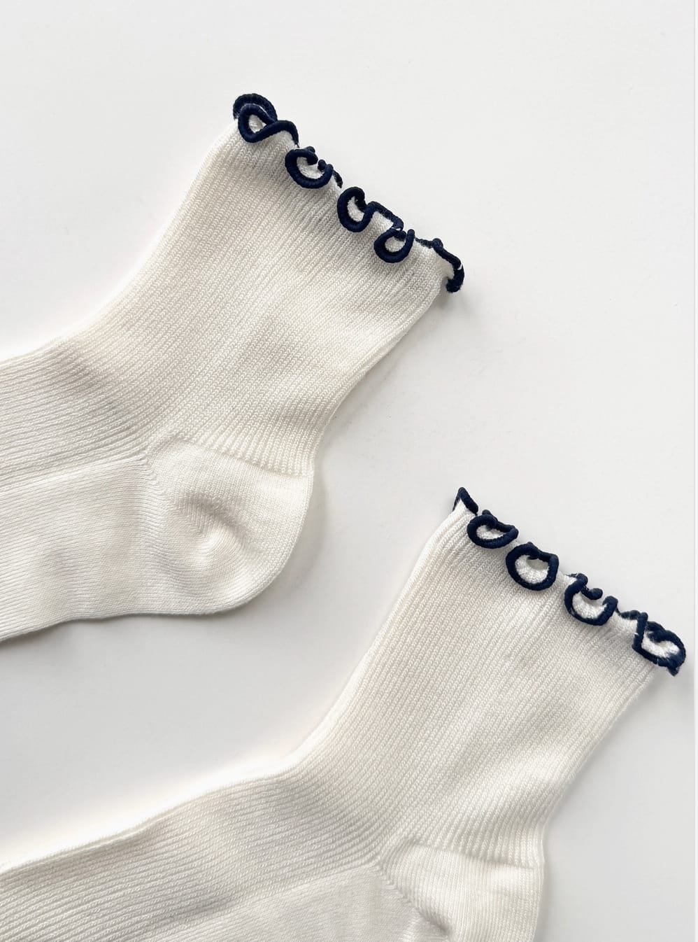 Le Bon Shoppe Socks Soft White/Navy / One Size Le Bon Shoppe Petite Ruffled Modal Sock