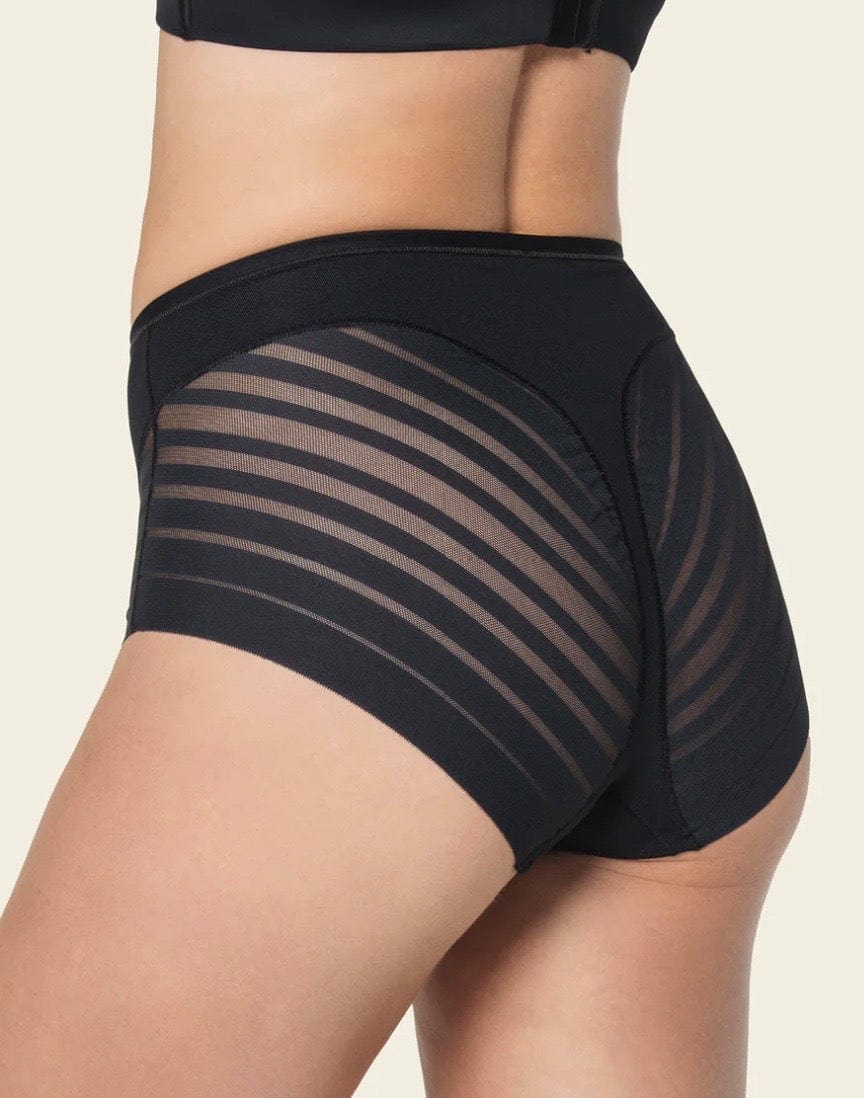 Leonisa | Invisible High Waisted Tummy Control Stripe Lace Underwear |  Shapewear Panties for Women | 12903