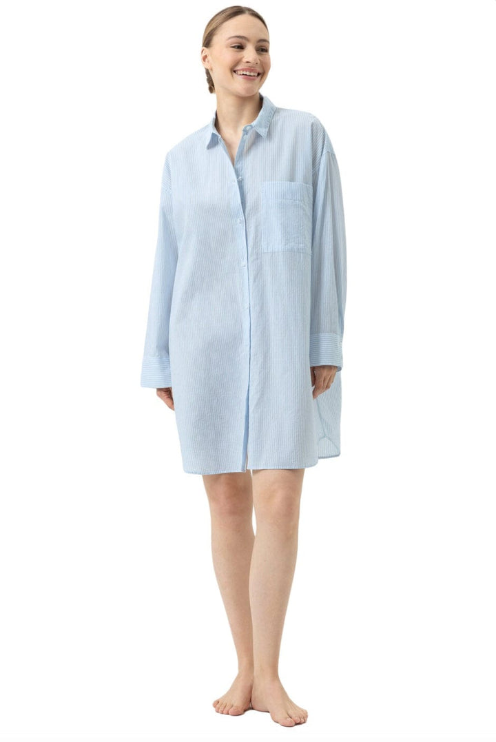 Mey sleepshirt Powder Blue / XS Mey Cotton Stripes Sleepshirt- Long Sleeve