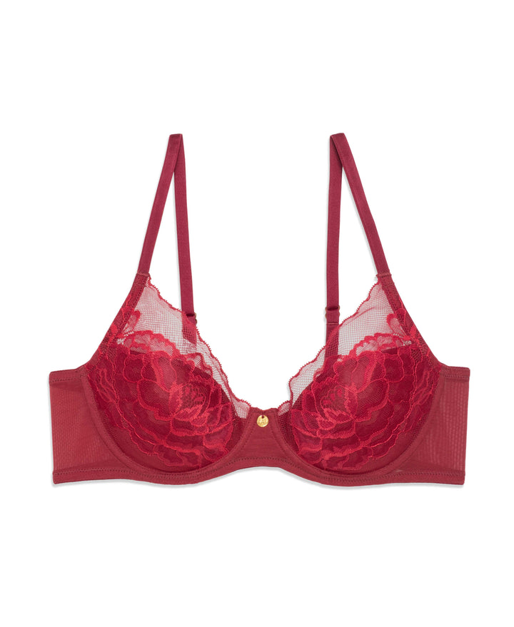 Natori Bras Dark Red/Bonfire / 32B Natori Flora Contour Underwire Bra