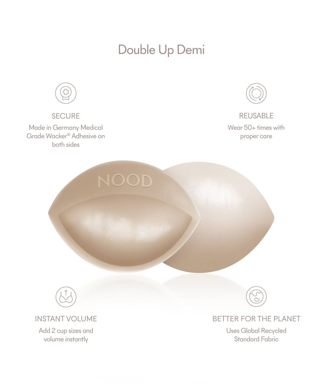 NOOD adhesive bra pads NOOD Double Up Demi Push Up Pads