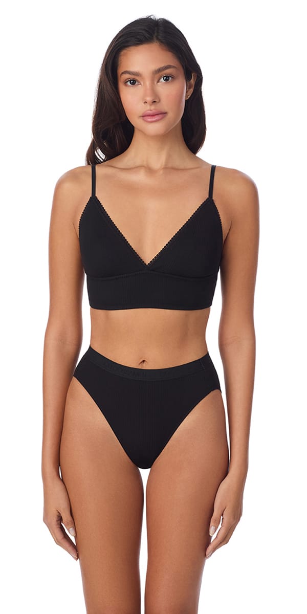On Gossamer Bralette Black / S On Gossamer Cabana Cotton Rib Longline Triangle Bralette