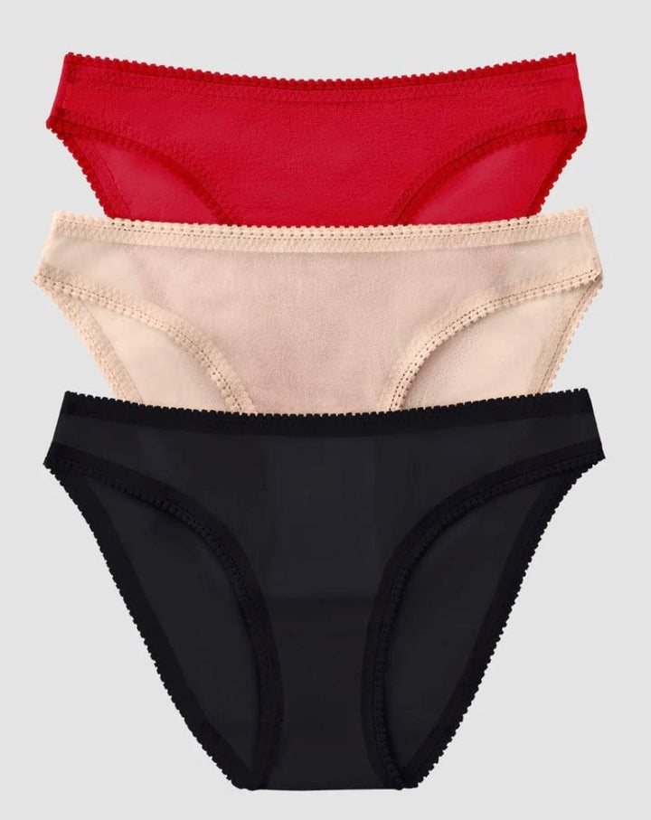 On Gossamer Underwear Black/Champagne/Crimson / S On Gossamer Mesh Hip Bikini 3-Pack Ornament Set