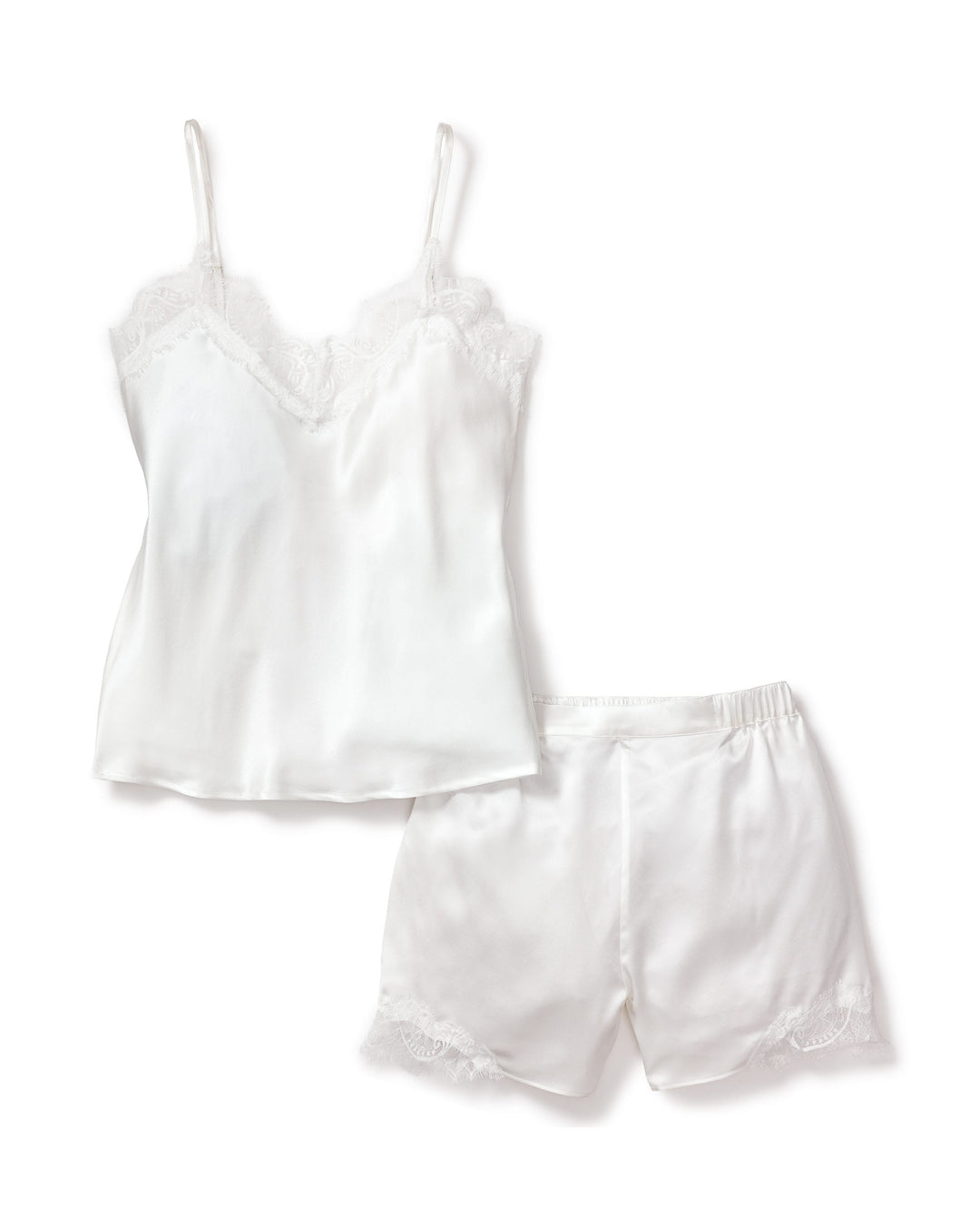 Petite Plume camisole short set White / S Petite Plume Mulberry Silk Lace Cami Short Set