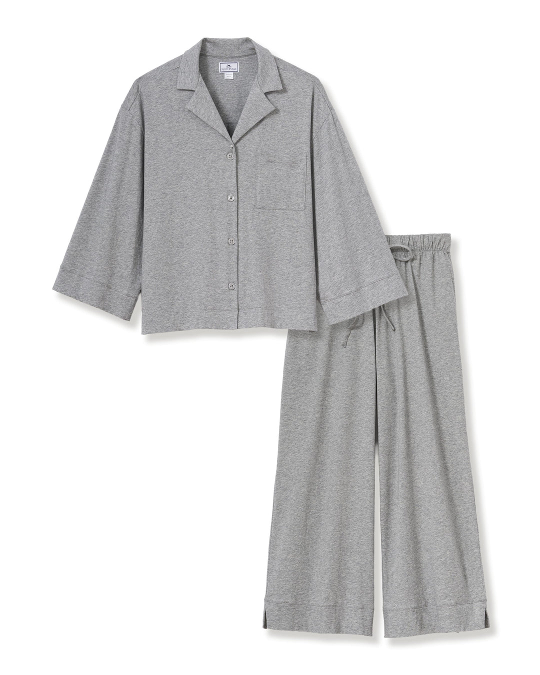 Petite Plume Pajama set Light Grey / XS Petite Plume Olivia Wide Leg Lightweight Pima Cotton Pajama