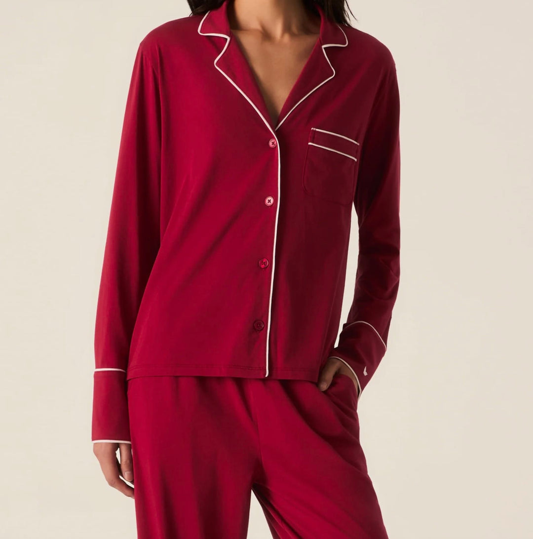 Petite Plume Pajama set Petite Plume Lightweight Pima Astaire Pajama Set in Bordeaux