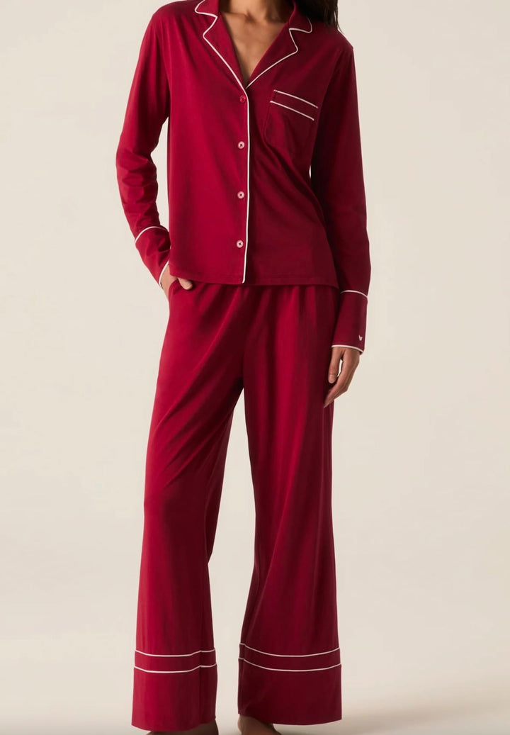 Petite Plume Pajama set Petite Plume Lightweight Pima Astaire Pajama Set in Bordeaux