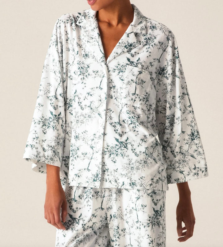 Petite Plume Pajama set Petite Plume Olivia Pima Wide Leg Pajama Set - Evergreen Timeless Toile