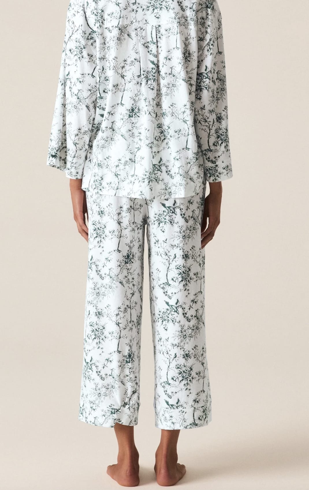 Petite Plume Pajama set Petite Plume Olivia Pima Wide Leg Pajama Set - Evergreen Timeless Toile