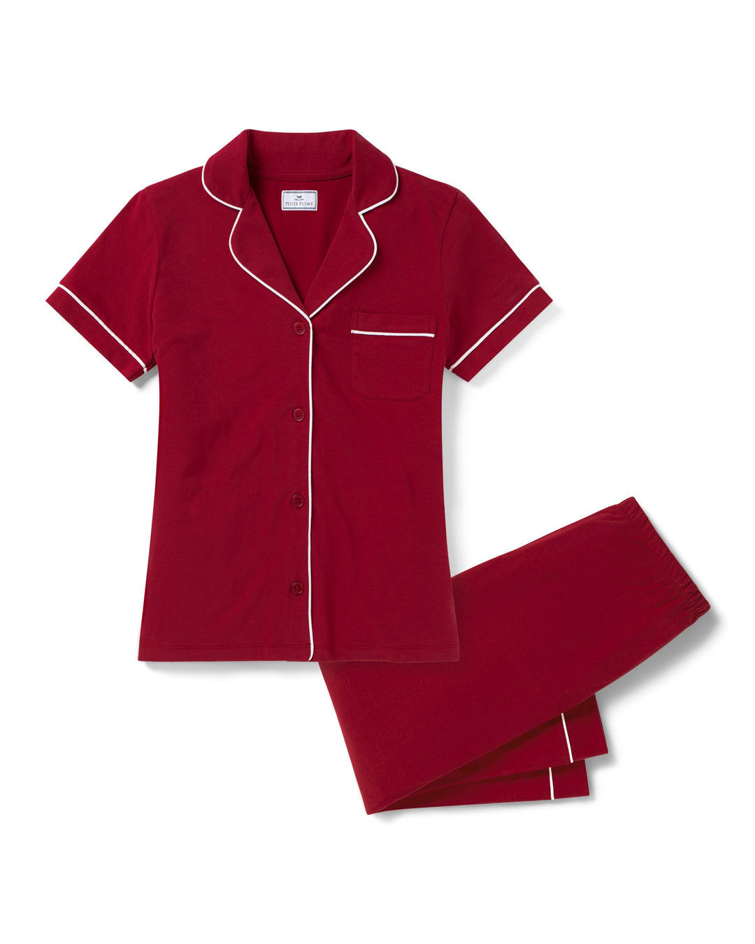 Petite Plume Pajamas Bordeaux / XS Petite Plume Pima Crop Pajama Set Bordeaux