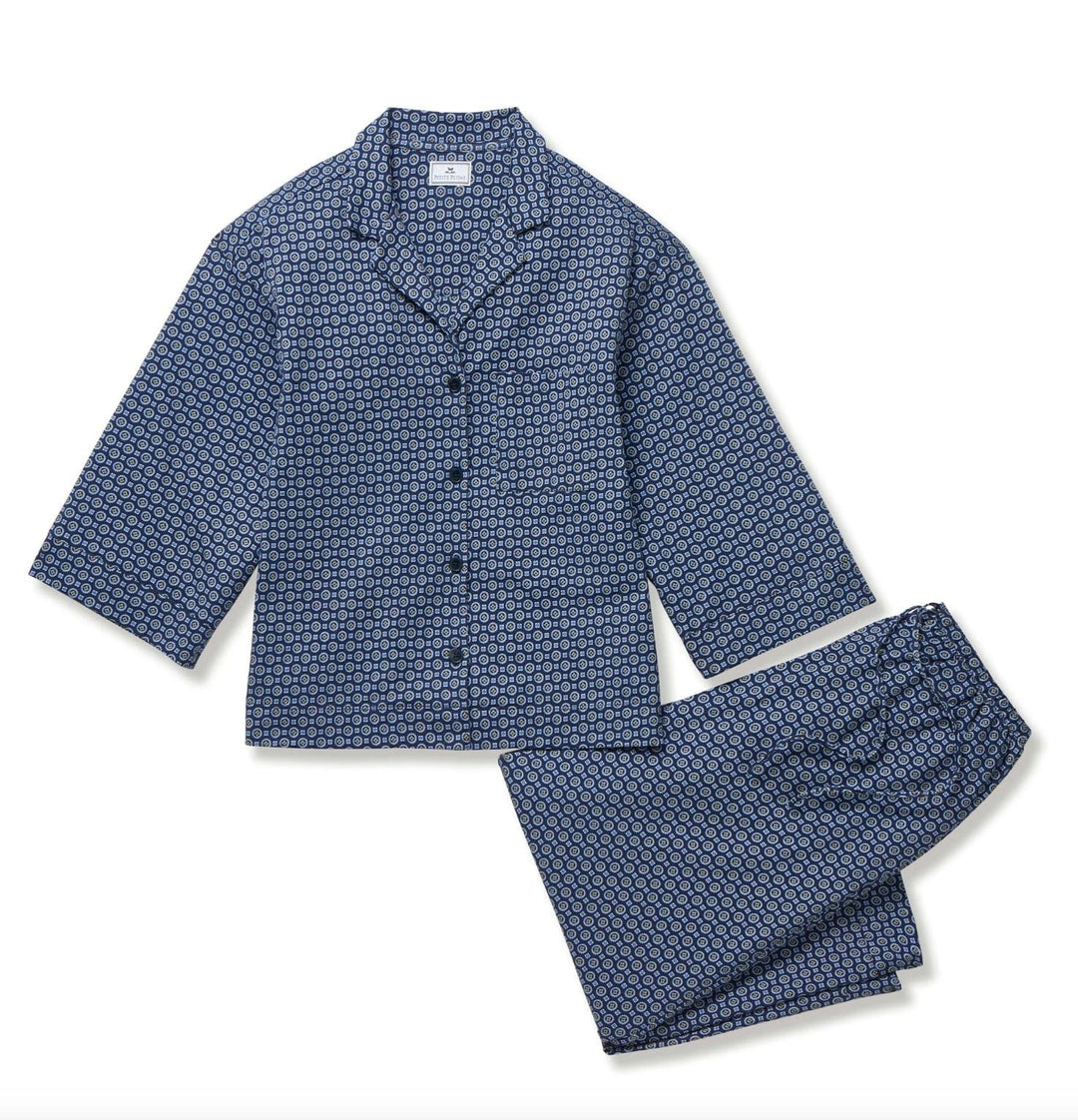 Petite Plume pajamas Midnight Foulard / XS Petite Plume Olivia Wide Leg Pima Pajama Set- Midnight Foulard