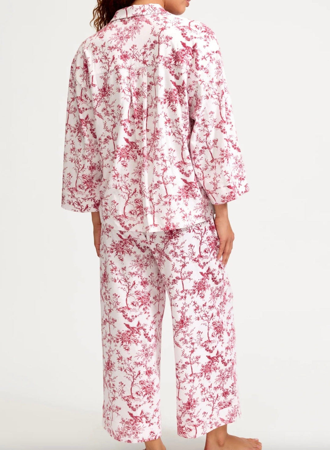 Petite Plume Pajamas Petite Plume Olivia Wide Leg Pima Pajama Set in Red Timeless Toile
